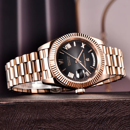 RELÓGIO PAGANI DESIGN DATEJUST GOLDENSILVER