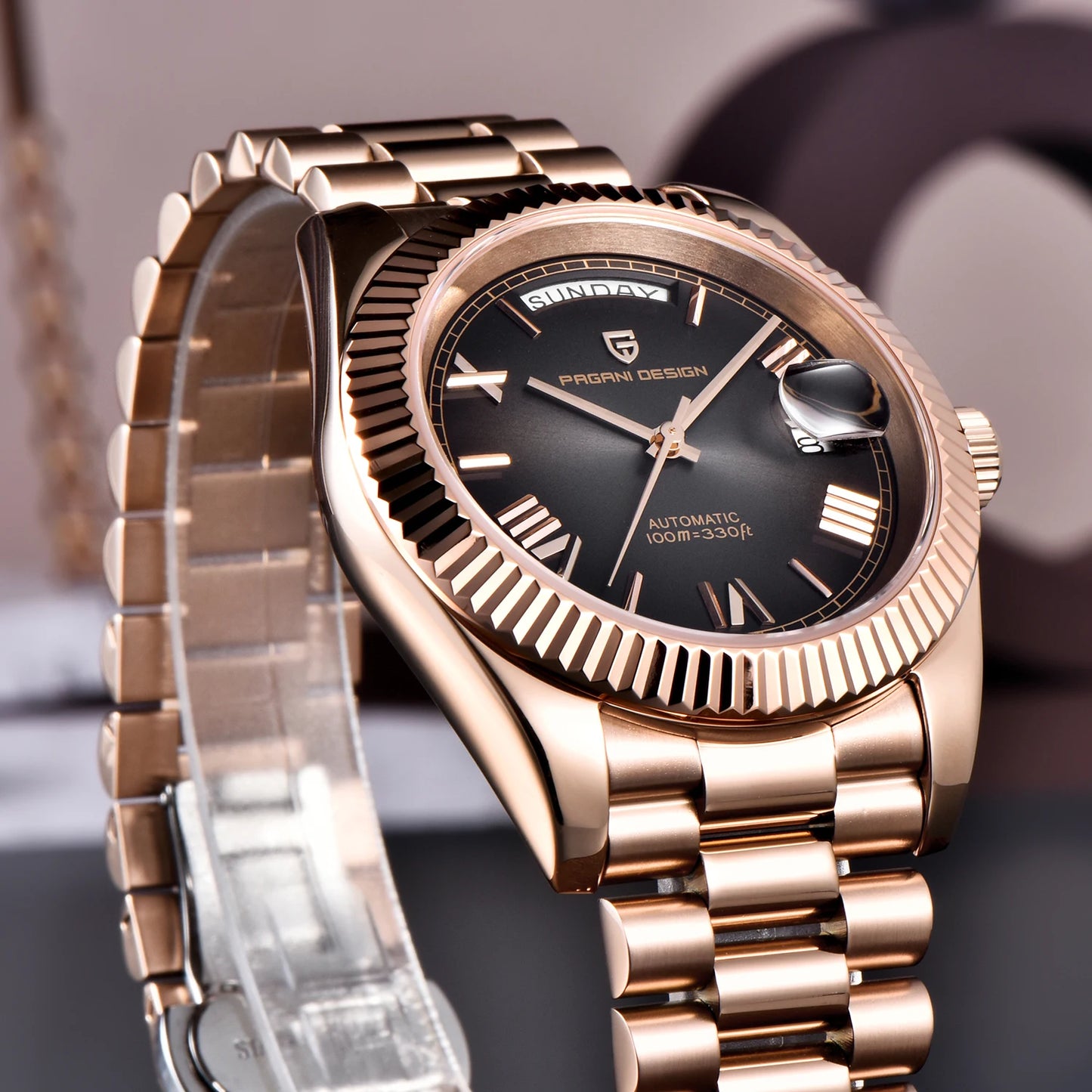 RELÓGIO PAGANI DESIGN DATEJUST GOLDENSILVER