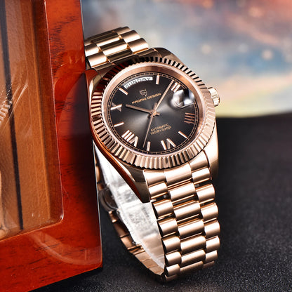 RELÓGIO PAGANI DESIGN DATEJUST GOLDENSILVER